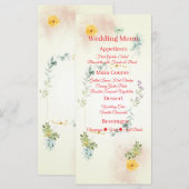 Yellow and Pink Floral Wedding Menu Card (Devant / Derrière)