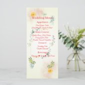 Yellow and Pink Floral Wedding Menu Card (Debout devant)