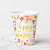 Yellow and Red Spring Floral Easter Brunch Papieren Bekers (Voorkant)
