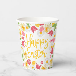 Yellow and Red Spring Floral Easter Brunch Papieren Bekers