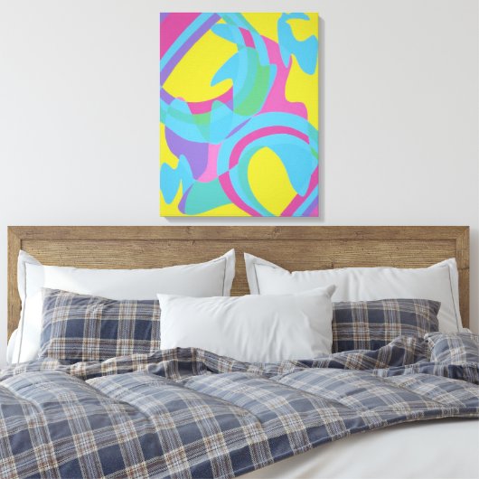 Yellow and Turquoise Motion Abstract Canvas Print (Insitu (Slaapkamer))