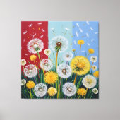 Yellow and White Dandelions Canvas Afdruk (Voorkant)