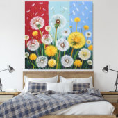 Yellow and White Dandelions Canvas Afdruk (Insitu (Slaapkamer))