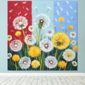 Yellow and White Dandelions Canvas Afdruk (Insitu (Houten vloer))