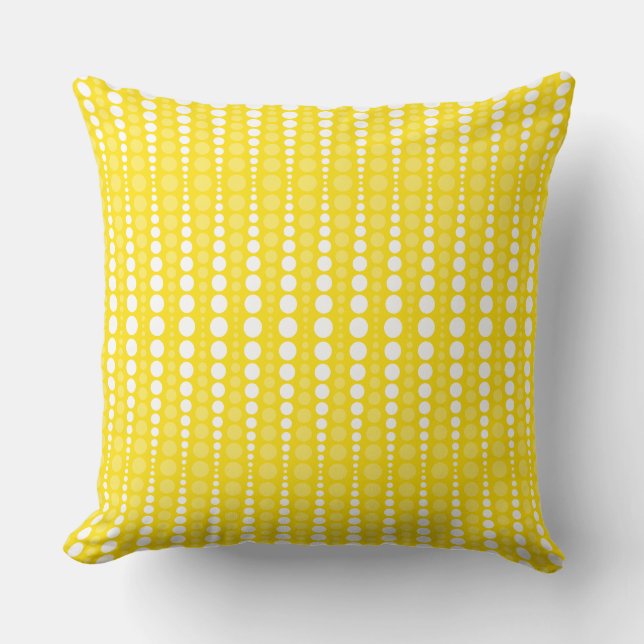 Yellow and White Polka dot Throw Pillow Kussen (Voorkant)