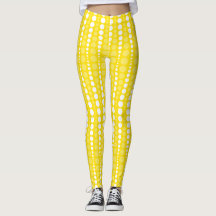 Yellow and White Polka Dots Leggings