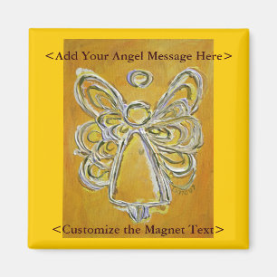Yellow Angel Art Magnet met Gepersonaliseerd boods Magneet
