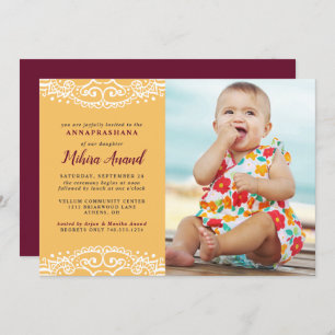 Yellow Annaprashana First Rice Ceremony Kaart