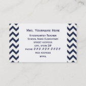 Yellow Apple Navy Chevron Teacher Visitekaartje (Achterkant)