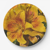 Yellow Asiatic Lily Blooms Floral Papieren Bordje (Voorkant)