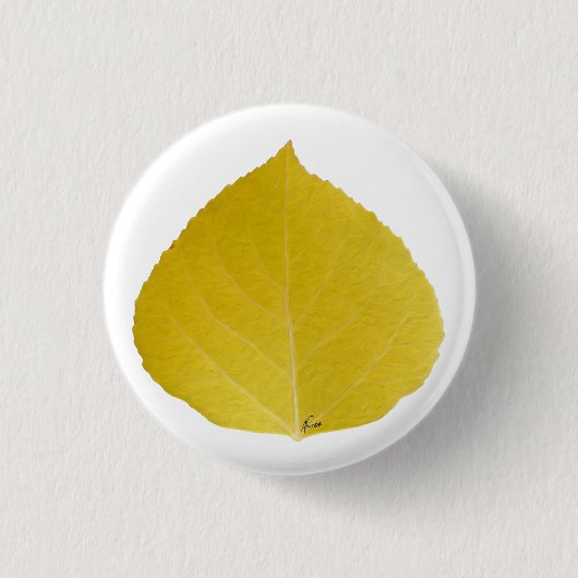 Yellow Aspen Leaf #5 Ronde Button 3,2 Cm (Voorkant)