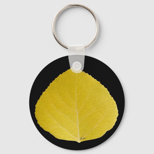 Yellow Aspen Leaf #5 Sleutelhanger (Voorkant)