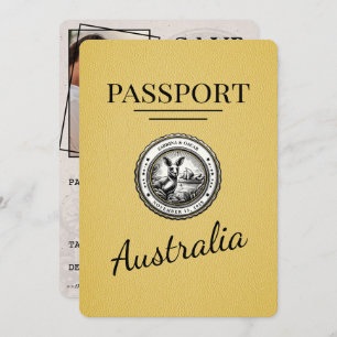 Yellow Australia Passport Bewaar de datum Save The Date