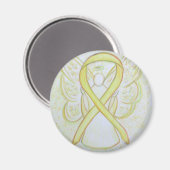 Yellow Awareness Ribbon Angel Magnets d'art (Recto/Verso)
