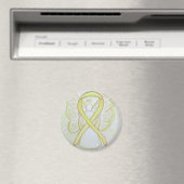 Yellow Awareness Ribbon Angel Magnets d'art (In Situ (Lave-vaisselle))