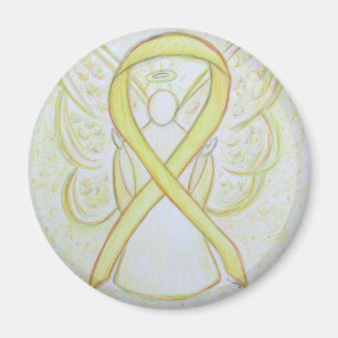 Yellow Awareness Ribbon Angel Magnets d'art