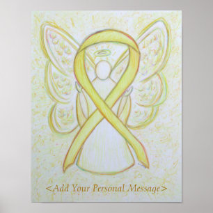 Yellow Awareness Ribbon Guardian Angel Print