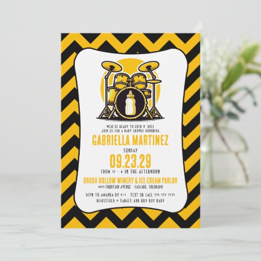 Yellow Baby Rock Baby shower Kaart (Staand voorkant)