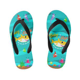Yellow Baby Shark doo doo doo Ocean Kinder Teenslippers