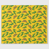 Yellow Background Alligator Birthday Cadeaupapier (Vlak)
