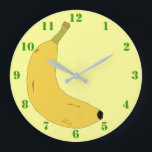 YELLOW BANANA IN POP ART STYLE WITH GREEN NUMBERS<br><div class="desc">A light yellow clock with green numbers,  et a digital illustration of a tropical banana. Available in other options. Visit our store for more Wall Clocks and other Home Toxits.</div>