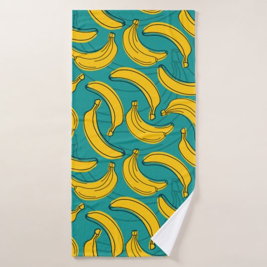 yellow banana with black outline seamless pattern  (Serviette de bain)
