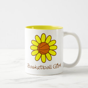 Yellow Basketball Girl Tweekleurige Koffiemok