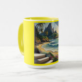 Yellow Beach Sunset Mug Mok (Voorkant links)