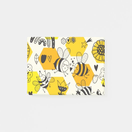 Yellow Bee and Rainbow Design Post-it® Notes (Voorkant)