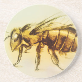 Yellow Bee SandStone Onderzetter, Realistische Tek Zandsteen Onderzetter