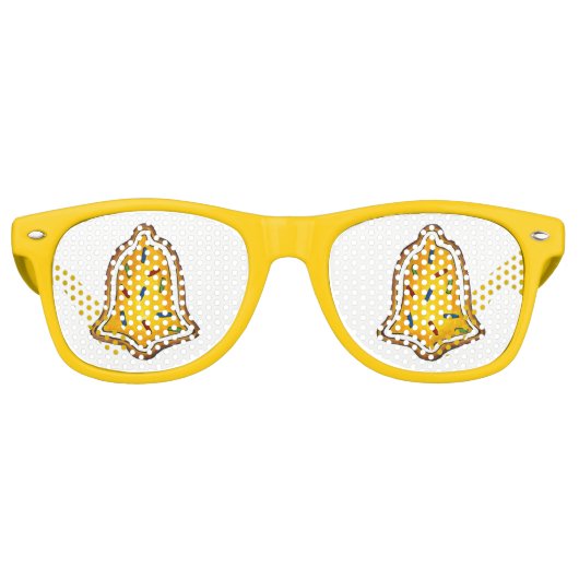 Yellow Bell Sugar Cookie Merry Kerstfeestdag Retro Zonnebril (Voorkant)