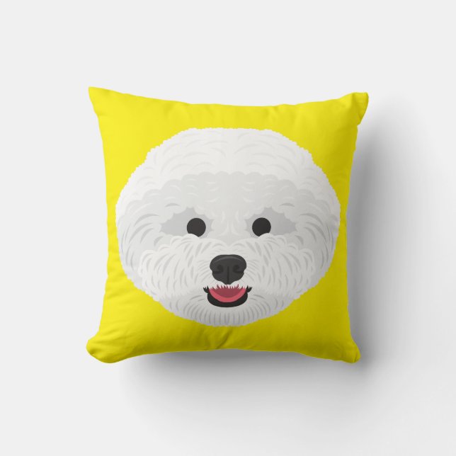 Yellow Bichon Frise Kussen (Voorkant)