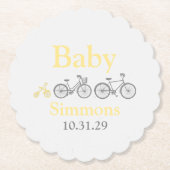 Yellow Bicycle Baby shower Kartonnen Onderzetters (Voorkant)