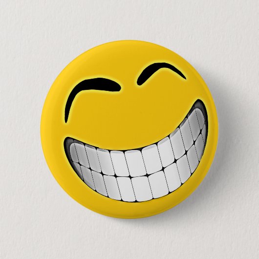 Yellow Big Grin Face Ronde Button 5,7 Cm (Voorkant)