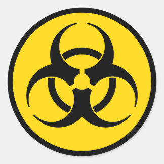 Yellow Biohazard Symbol Sticker
