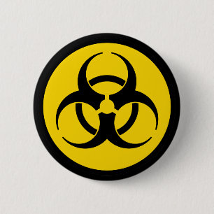 Yellow Biohazard Symbool Ronde Button 5,7 Cm
