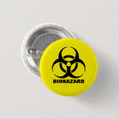 Yellow Biohazard Symbool Warning Sign. Ronde Button 3,2 Cm (Voorkant /achterkant)