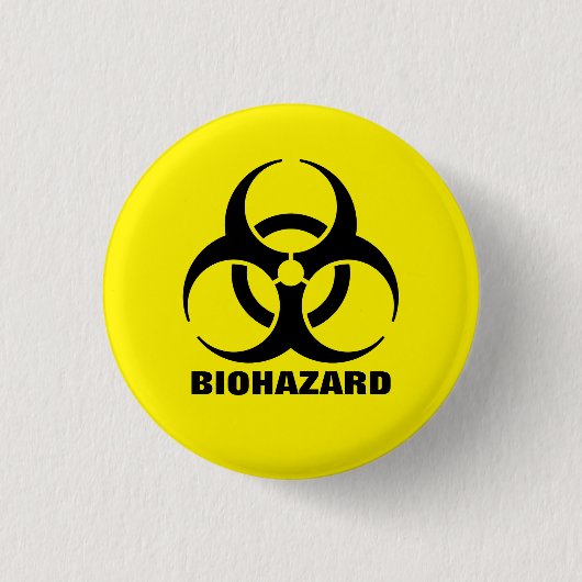 Yellow Biohazard Symbool Warning Sign. Ronde Button 3,2 Cm (Voorkant)