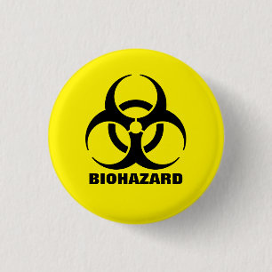 Yellow Biohazard Symbool Warning Sign. Ronde Button 3,2 Cm