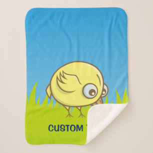 Yellow Bird Cartoon Sherpa Deken