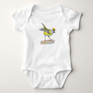 Yellow Bird Drawing Baby Jersey Bodysuit, wit Romper