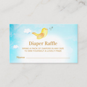 *~* Yellow Birdie Sky Baby shower Diaper Raffle Informatiekaartje