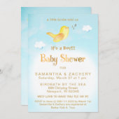 ** Yellow Birdie Sky Cloud Baby shower Uitnodiging (Voorkant / Achterkant)