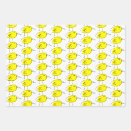Yellow Birds Wrapping Paper Flat Sheet Set of 3