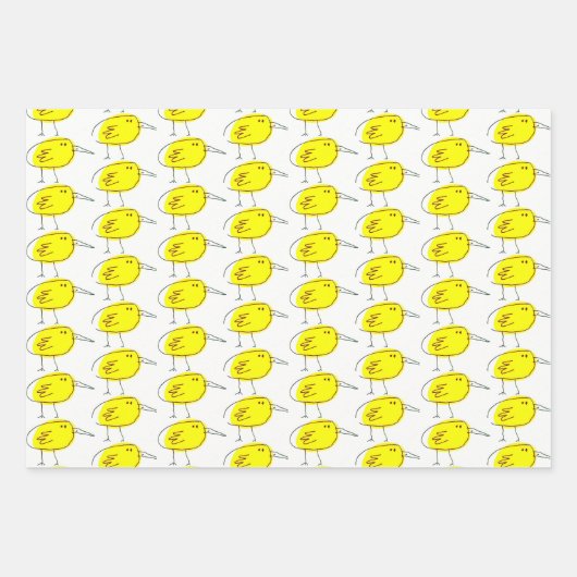 Yellow Birds Wrapping Paper Flat Sheet Set of 3 (Voorkant)