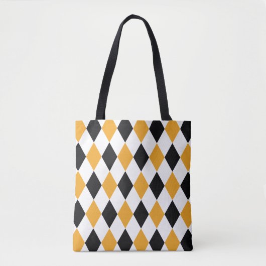 Yellow Black Argyle Canvas tas (Voorkant)