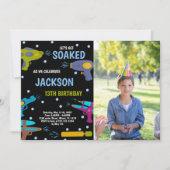 Yellow Black Blue Photo Arme à eau Invitations (Devant)