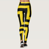 Yellow Black Chevron Geometric Dagonal Stripes Leggings (Achterkant)