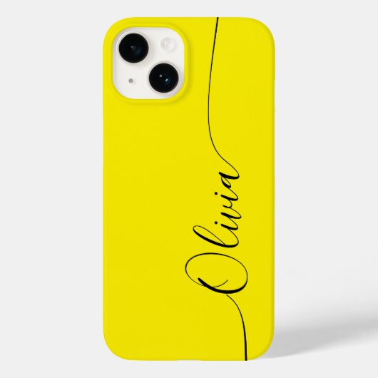 Yellow Black Elegant Calligraphy Script Name Case-Mate iPhone Case (Achterkant)