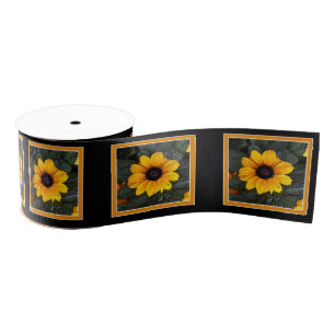 Yellow Black Eyed Susan Flower Ribbon Grosgrain Lint